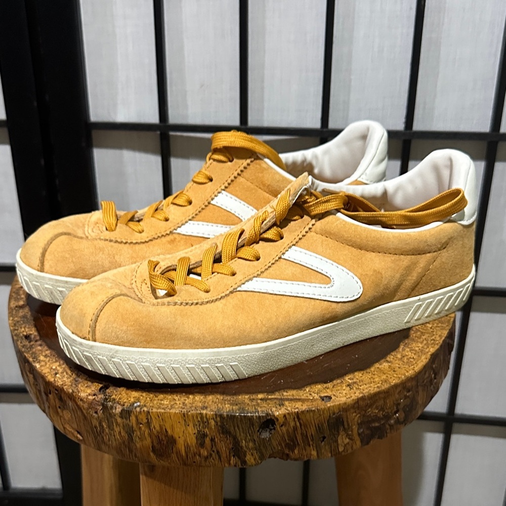 Tretorn Mustard Yellow Suede Sneakers with White Sole | Size 8